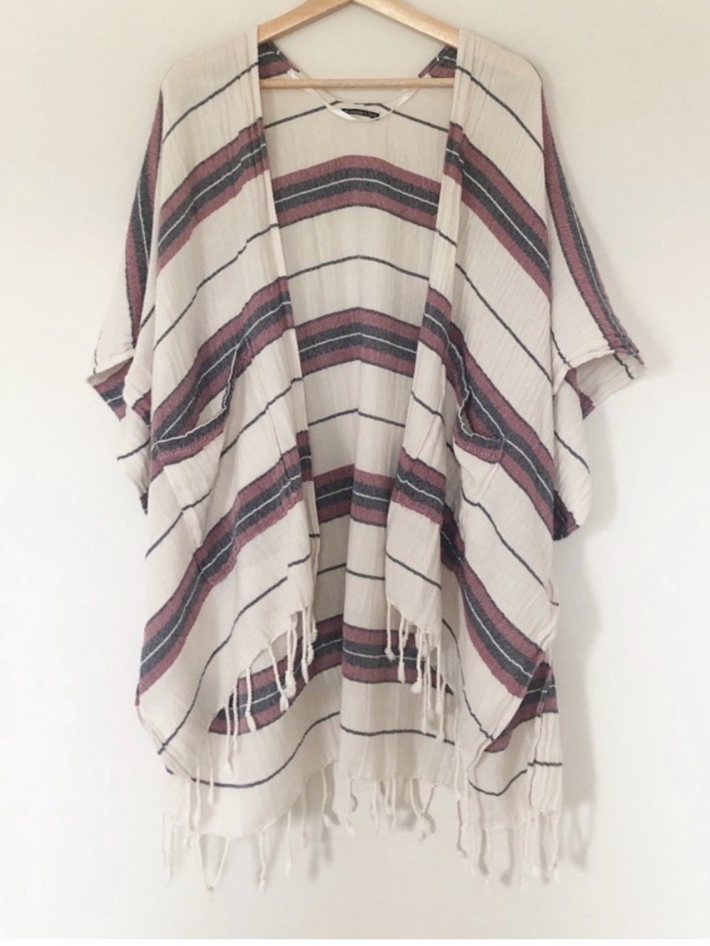 Abercrombie & Fitch Striped Kimono Poncho One Size
